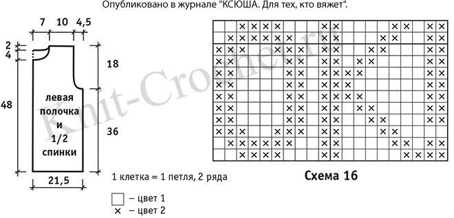 Выкройка, схемы узоров с описанием вязания спицами женского жилета «ОК!» 42-44 размера .