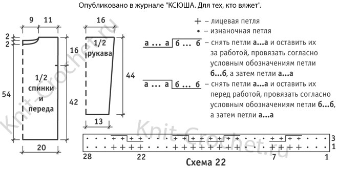 Выкройка на рост 140 для вязания Выкройка на рост 140 для вязания
