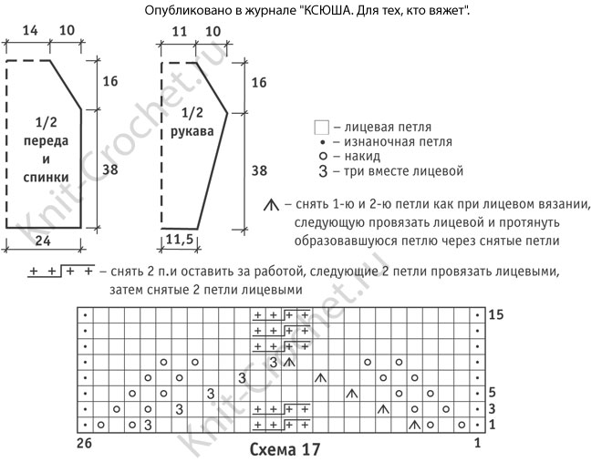 Женский пуловер-реглан размера 46, связанный на спицах.