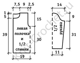 Выкройка для вязания спицами пальто для девочки на рост 116 см.