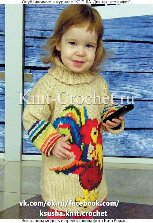 Аппликация на детский свитер к Году огненного петуха