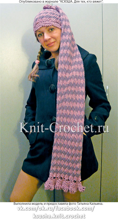 Шапка-шарф, связанная крючком.