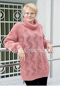 Oversized Sweater with Lace English Rib