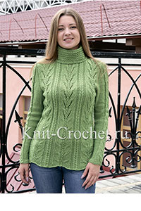 Sweater with Leaves and Cables