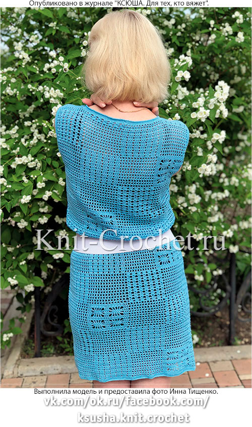 Связанное крючком платье в стиле «пэчворк» 44-46 размера.